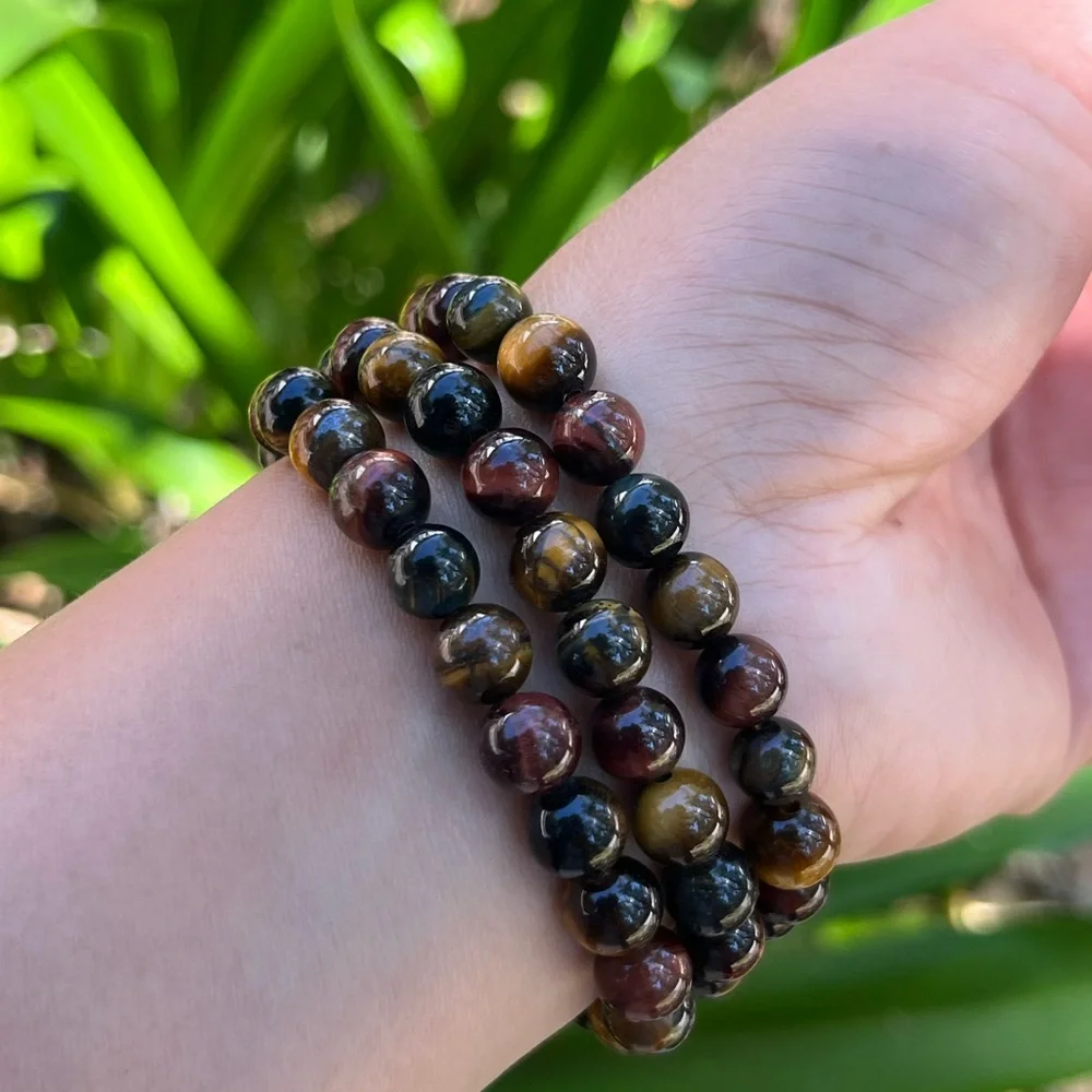 8mm‎ stretchable rainbow tiger eye bracelet